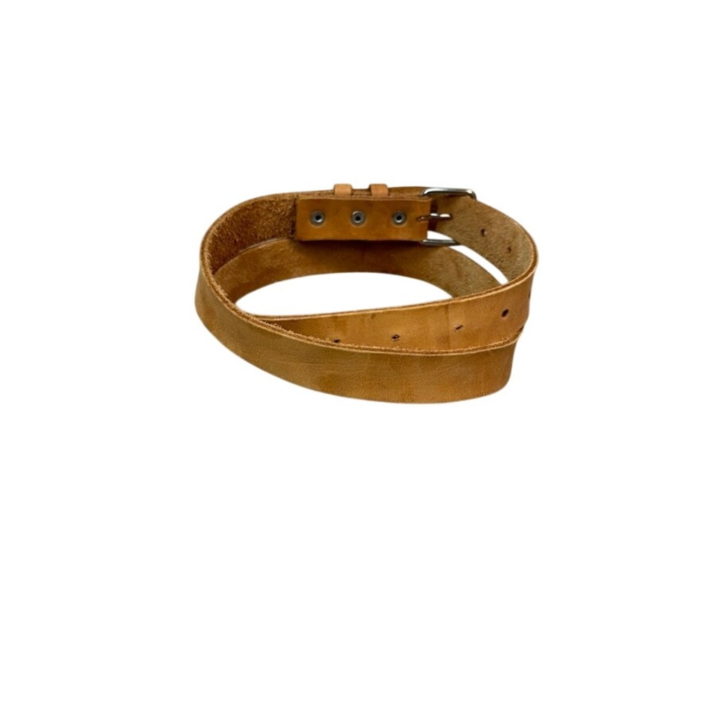 Tan Genuine Leather Belt Silver Buckle Handmade Casual Honey Brown 1 Inch Wide - Picture 2 of 9